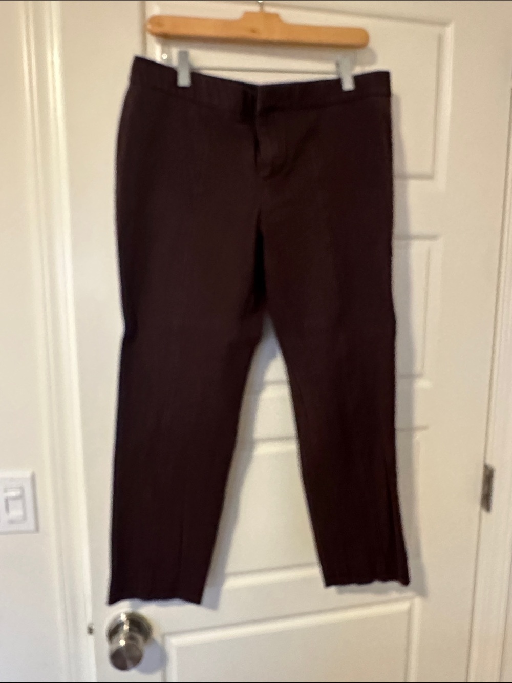 Women's Stretch Ponte Trousers in Dark Brown/Purple